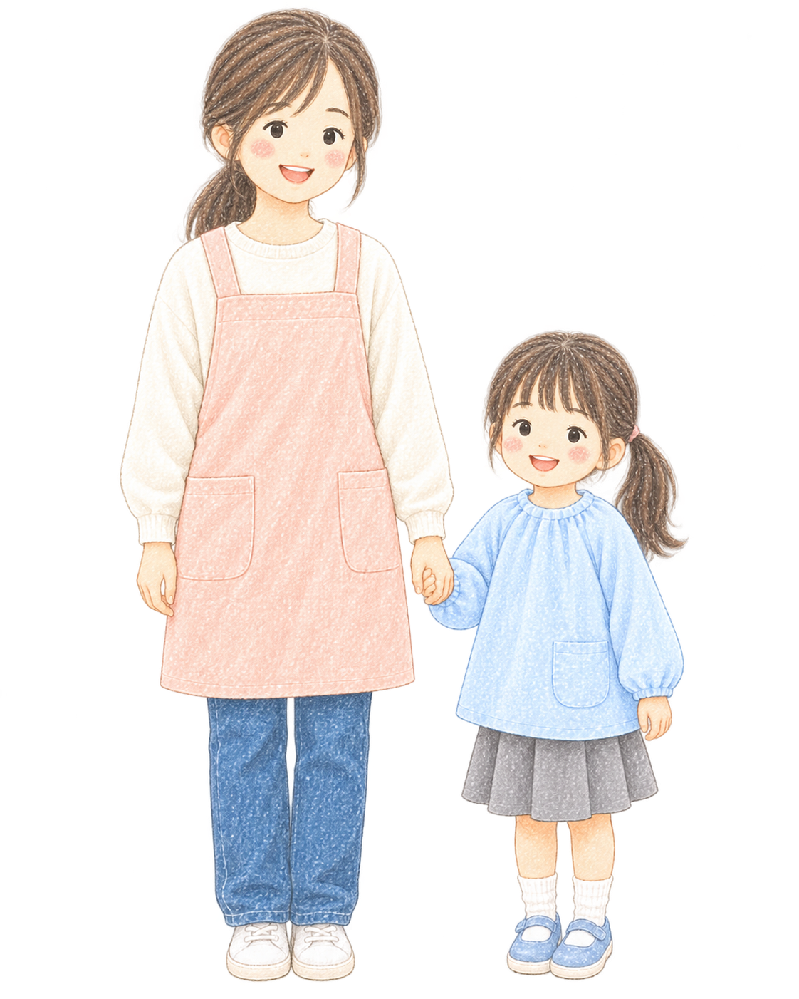 子どもに寄り添うスタッフのイラスト